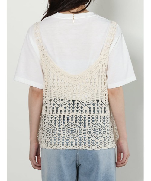 fifth(フィフス)の「【2点セット】Tシャツ×かぎ針ビスチェ(Tシャツ/カットソー・レディース・アイボリー・M)」の11枚目の写真