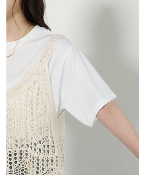 fifth(フィフス)の「【2点セット】Tシャツ×かぎ針ビスチェ(Tシャツ/カットソー・レディース・アイボリー・M)」の14枚目の写真
