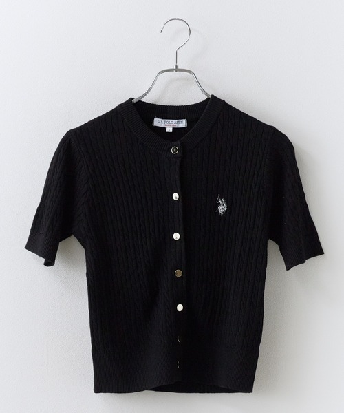 U.S. POLO ASSN.(ユーエスポロアッスン)の「U.S. POLO ASSN./ユーエスポロアッスン ケーブル半袖カーディガン 秋 秋服 2026年秋冬 冬服(カーディガン/ボレロ・レディース・ブラック/ブラック系その他/ネイビー・S/M/L)」の9枚目の写真