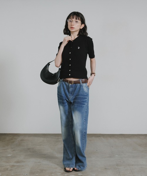 U.S. POLO ASSN.(ユーエスポロアッスン)の「U.S. POLO ASSN./ユーエスポロアッスン ケーブル半袖カーディガン 秋 秋服 2026年秋冬 冬服(カーディガン/ボレロ・レディース・ブラック/ブラック系その他/ネイビー・S/M/L)」の16枚目の写真