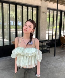 ドットチュール・ボリュームフリルビスチェトップス