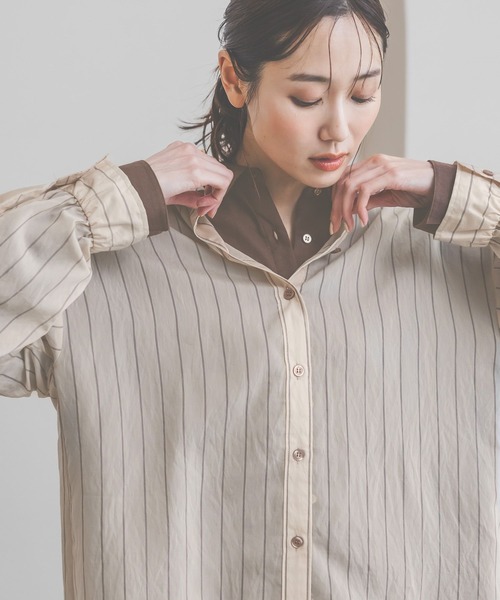 GLOBAL WORK(グローバルワーク)の「シルキータッチシアーシャツ長袖/636668(シャツ/ブラウス・レディース・ブラウン/ベージュ/イエロー/ブルー/チャコールグレー/オフホワイト・LARGE/SMALL/MEDIUM)」の19枚目の写真