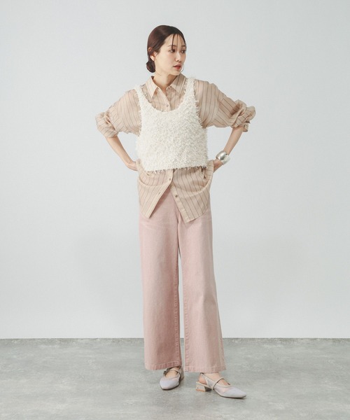 GLOBAL WORK(グローバルワーク)の「シルキータッチシアーシャツ長袖/636668(シャツ/ブラウス・レディース・ブラウン/ベージュ/イエロー/ブルー/チャコールグレー/オフホワイト・LARGE/SMALL/MEDIUM)」の20枚目の写真