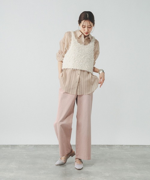 GLOBAL WORK(グローバルワーク)の「シルキータッチシアーシャツ長袖/636668(シャツ/ブラウス・レディース・ブラウン/ベージュ/イエロー/ブルー/チャコールグレー/オフホワイト・LARGE/SMALL/MEDIUM)」の21枚目の写真