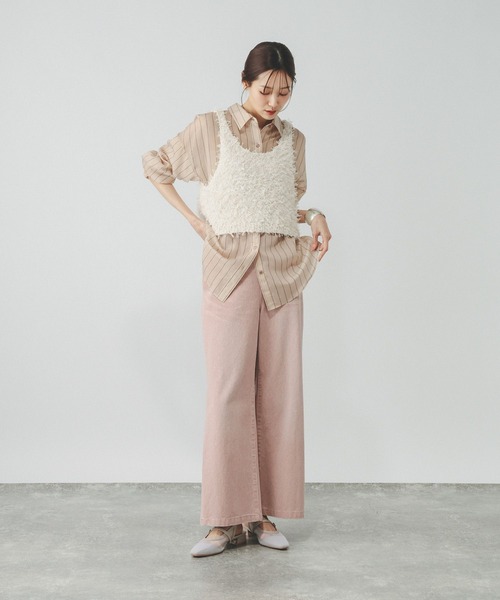 GLOBAL WORK(グローバルワーク)の「シルキータッチシアーシャツ長袖/636668(シャツ/ブラウス・レディース・ブラウン/ベージュ/イエロー/ブルー/チャコールグレー/オフホワイト・LARGE/SMALL/MEDIUM)」の22枚目の写真