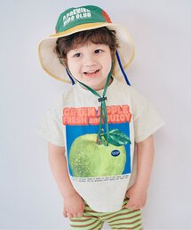 p.premier | 元気いっぱいひまわりとリンゴのグラフィック半袖Tシャツ(Tシャツ/カットソー)