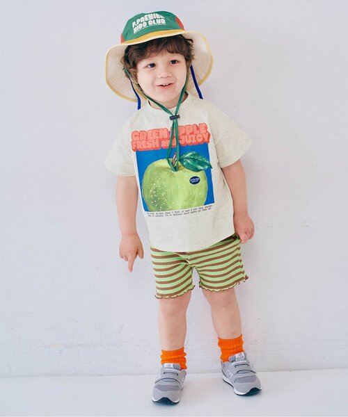 p.premier(ピードットプルミエ)の「元気いっぱいひまわりとリンゴのグラフィック半袖Tシャツ(Tシャツ/カットソー・キッズ・アイボリー/グレー/オフホワイト/ライトイエロー・80/90/100/110/120/130/140)」の10枚目の写真