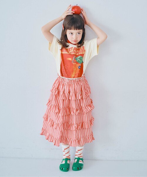 p.premier(ピードットプルミエ)の「元気いっぱいひまわりとリンゴのグラフィック半袖Tシャツ(Tシャツ/カットソー・キッズ・アイボリー/グレー/オフホワイト/ライトイエロー・80/90/100/110/120/130/140)」の12枚目の写真