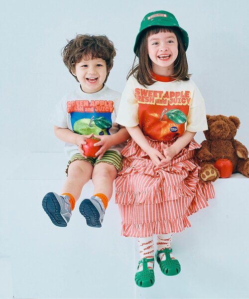 p.premier(ピードットプルミエ)の「元気いっぱいひまわりとリンゴのグラフィック半袖Tシャツ(Tシャツ/カットソー・キッズ・アイボリー/グレー/オフホワイト/ライトイエロー・80/90/100/110/120/130/140)」の13枚目の写真
