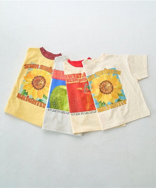 p.premier(ピードットプルミエ)の「元気いっぱいひまわりとリンゴのグラフィック半袖Tシャツ(Tシャツ/カットソー・キッズ・アイボリー/グレー/オフホワイト/ライトイエロー・80/90/100/110/120/130/140)」の13枚目の写真