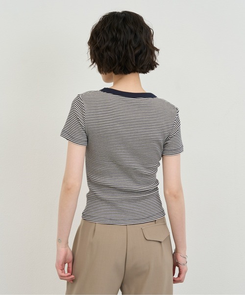 NUJOH(ヌゾ)の「Snap Henley Border Tee / スナップヘンリーボーダーT(Tシャツ/カットソー・レディース・ネイビー/レッド・FREE)」の8枚目の写真