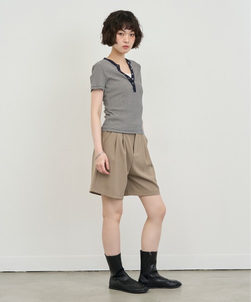 NUJOH(ヌゾ)の「Snap Henley Border Tee / スナップヘンリーボーダーT(Tシャツ/カットソー・レディース・ネイビー/レッド・FREE)」の15枚目の写真