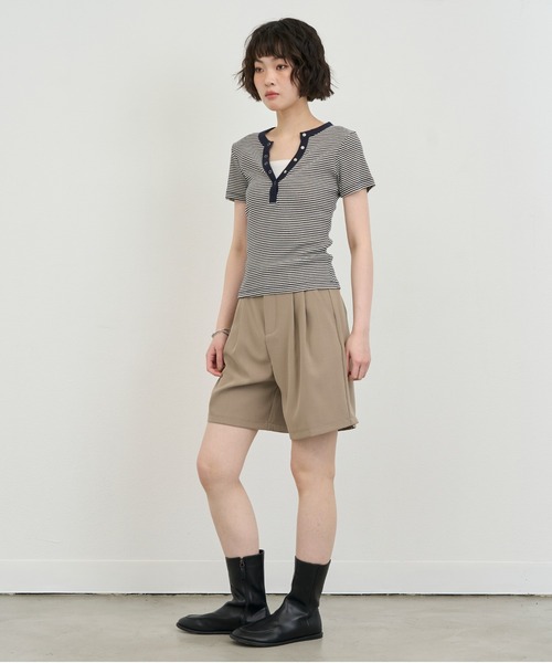 NUJOH(ヌゾ)の「Snap Henley Border Tee / スナップヘンリーボーダーT(Tシャツ/カットソー・レディース・ネイビー/レッド・FREE)」の12枚目の写真