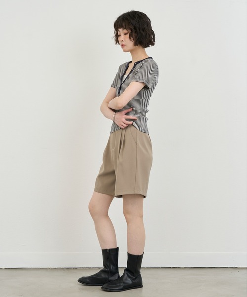 NUJOH(ヌゾ)の「Snap Henley Border Tee / スナップヘンリーボーダーT(Tシャツ/カットソー・レディース・ネイビー/レッド・FREE)」の13枚目の写真