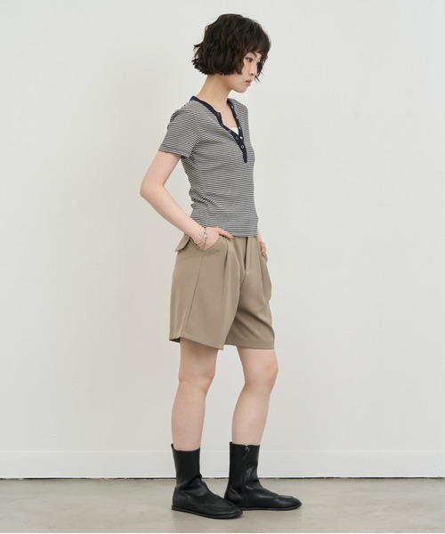 NUJOH(ヌゾ)の「Snap Henley Border Tee / スナップヘンリーボーダーT(Tシャツ/カットソー・レディース・ネイビー/レッド・FREE)」の16枚目の写真