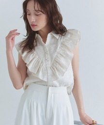 ECLAM（クラム）の「[ECLAM]フリンジジャカードフリルブラウス（シャツ/ブラウス）」