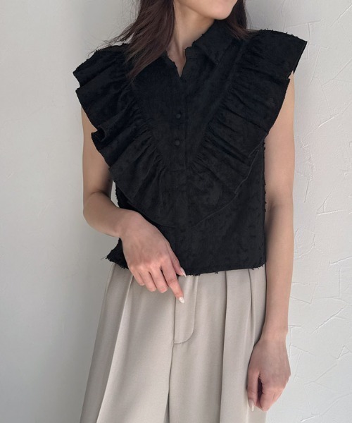 ECLAM（クラム）の「[ECLAM]フリンジジャカードフリルブラウス（シャツ/ブラウス・レディース・アイボリー/ブラック・L/M）」の21枚目の写真