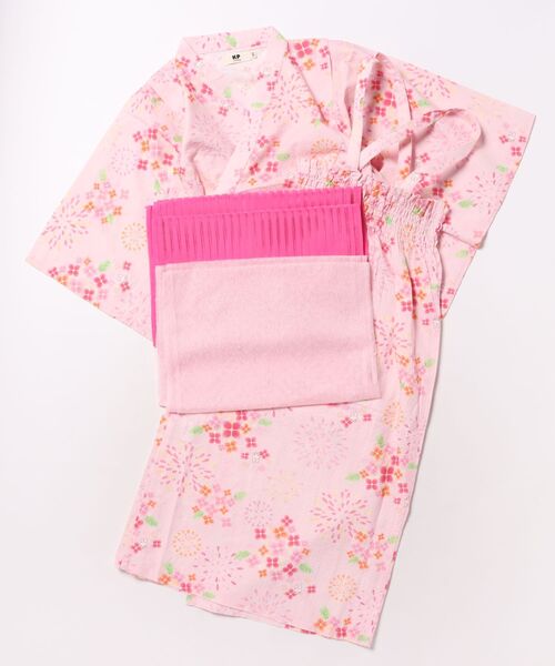 KP DECO（ケーピーデコ）の「花火あじさい柄 浴衣･帯付き（浴衣・キッズ・ピンク/ラベンダー・120cm/130cm/110cm）」の22枚目の写真