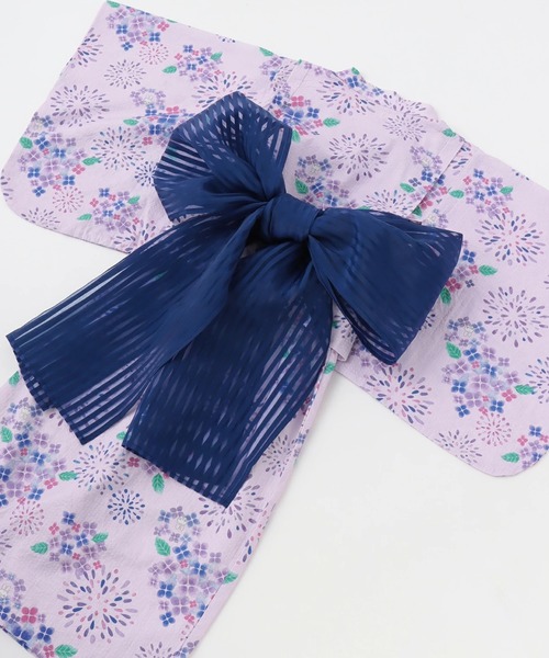 KP DECO（ケーピーデコ）の「花火あじさい柄 浴衣･帯付き（浴衣・キッズ・ピンク/ラベンダー・120cm/130cm/110cm）」の14枚目の写真