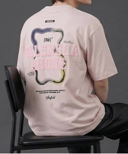 revertical(リバーティカル)の「グラフィックバックプリントTシャツ/ワンポイントロゴ 半袖ルーズT(Tシャツ/カットソー・メンズ・ブラック/ピンク/ホワイト・LARGE/MEDIUM)」の3枚目の写真