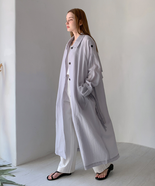 VASCARA(バスカラ)の「Belted Single Button Long Jacket (2colors)(テーラードジャケット・レディース・ライトパープル/アイボリー・FREE)」の3枚目の写真