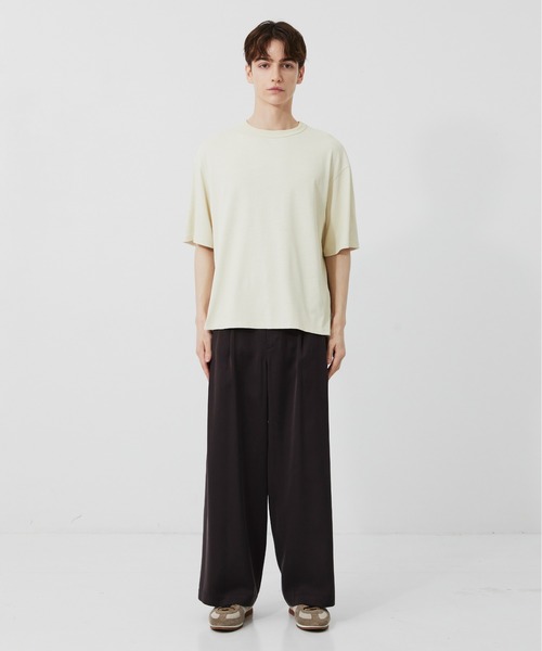 PUBLIC TOKYO(パブリックトウキョウ)の「【残りわずか】サテンフィブリルイージースラックス /ワイド/ルーズ/夏服/タック/キュプラ/吸湿性(スラックス・メンズ・ダークブラウン/ブラック・2/1)」の8枚目の写真
