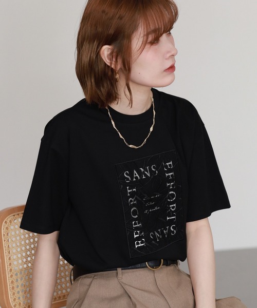 FUNALIVE(ファンアライブ)の「オーバーチュール箔プリントT 半袖(Tシャツ/カットソー・レディース・ホワイト/ブラック・FREE)」の22枚目の写真