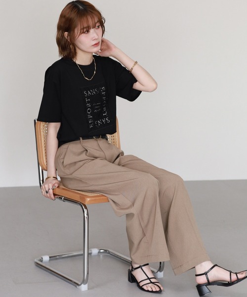 FUNALIVE(ファンアライブ)の「オーバーチュール箔プリントT 半袖(Tシャツ/カットソー・レディース・ホワイト/ブラック・FREE)」の8枚目の写真