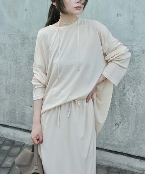 LAULEN(ローレン)の「sheer back slit pullover /シアーバックスリットプルオーバー(Tシャツ/カットソー・レディース・ホワイト/グレー/アイボリー・FREE)」の2枚目の写真