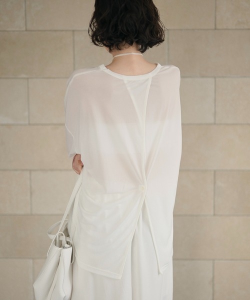 LAULEN(ローレン)の「sheer back slit pullover /シアーバックスリットプルオーバー(Tシャツ/カットソー・レディース・ホワイト/グレー/アイボリー・FREE)」の4枚目の写真