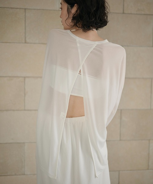 LAULEN(ローレン)の「sheer back slit pullover /シアーバックスリットプルオーバー(Tシャツ/カットソー・レディース・ホワイト/グレー/アイボリー・FREE)」の6枚目の写真