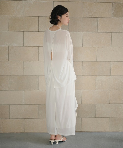 LAULEN(ローレン)の「sheer back slit pullover /シアーバックスリットプルオーバー(Tシャツ/カットソー・レディース・ホワイト/グレー/アイボリー・FREE)」の7枚目の写真