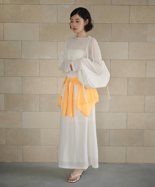 LAULEN(ローレン)の「sheer back slit pullover /シアーバックスリットプルオーバー(Tシャツ/カットソー・レディース・ホワイト/グレー/アイボリー・FREE)」の10枚目の写真