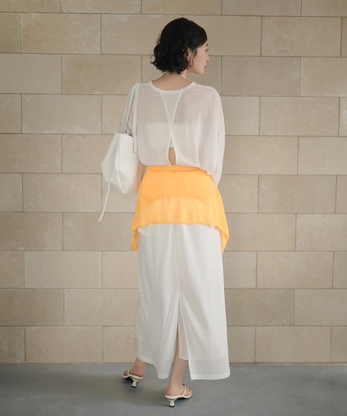 LAULEN(ローレン)の「sheer back slit pullover /シアーバックスリットプルオーバー(Tシャツ/カットソー・レディース・ホワイト/グレー/アイボリー・FREE)」の12枚目の写真