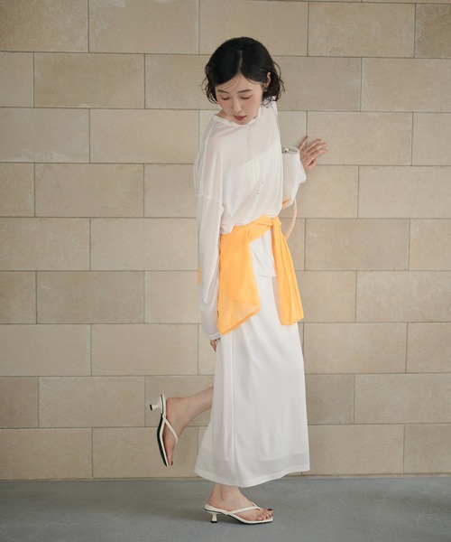 LAULEN(ローレン)の「sheer back slit pullover /シアーバックスリットプルオーバー(Tシャツ/カットソー・レディース・ホワイト/グレー/アイボリー・FREE)」の13枚目の写真