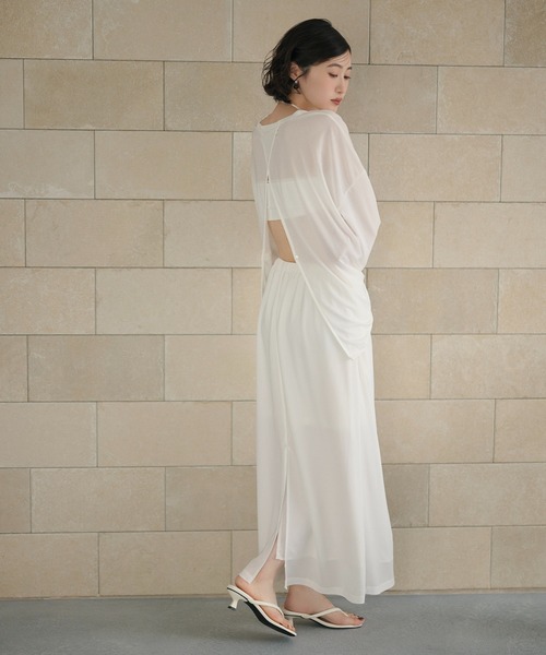 LAULEN(ローレン)の「sheer back slit pullover /シアーバックスリットプルオーバー(Tシャツ/カットソー・レディース・ホワイト/グレー/アイボリー・FREE)」の15枚目の写真