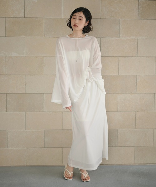 LAULEN(ローレン)の「sheer back slit pullover /シアーバックスリットプルオーバー(Tシャツ/カットソー・レディース・ホワイト/グレー/アイボリー・FREE)」の16枚目の写真