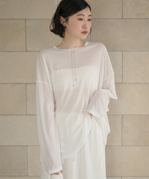 LAULEN(ローレン)の「sheer back slit pullover /シアーバックスリットプルオーバー(Tシャツ/カットソー・レディース・ホワイト/グレー/アイボリー・FREE)」の20枚目の写真