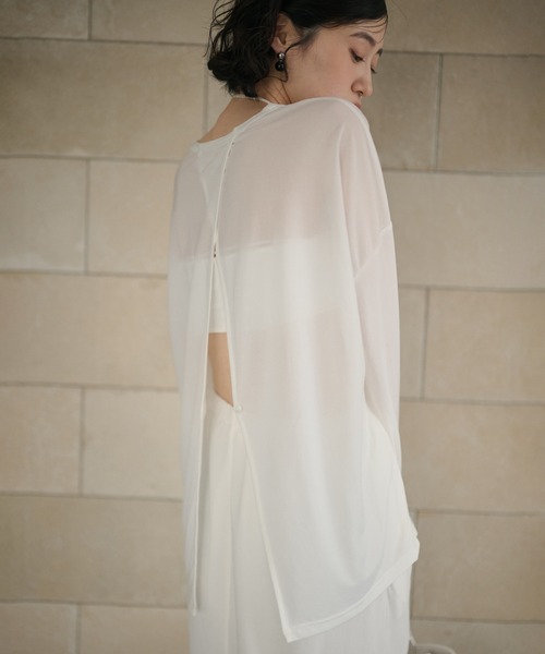 LAULEN(ローレン)の「sheer back slit pullover /シアーバックスリットプルオーバー(Tシャツ/カットソー・レディース・ホワイト/グレー/アイボリー・FREE)」の21枚目の写真