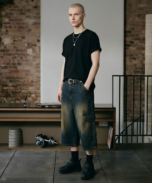 DWSE(ディーダブリューエスイー)の「カーゴハーフデニムパンツ(ウォッシュドブルー)(その他パンツ・メンズ・その他・SMALL/MEDIUM/LARGE/X-LARGE)」の3枚目の写真