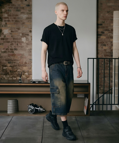 DWSE(ディーダブリューエスイー)の「カーゴハーフデニムパンツ(ウォッシュドブルー)(その他パンツ・メンズ・その他・SMALL/MEDIUM/LARGE/X-LARGE)」の4枚目の写真