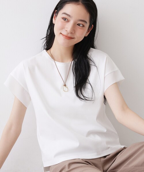 Dessin（デッサン）の「【UVカット/接触冷感】美光沢カットソー（Tシャツ/カットソー・レディース・ライトイエロー系/ブラウン系その他/ブラック/ホワイト系・03/02/01/00）」の14枚目の写真
