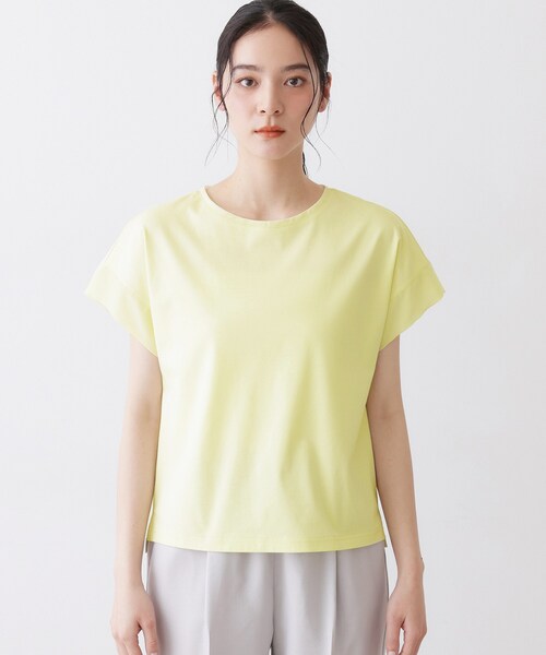 Dessin（デッサン）の「【UVカット/接触冷感】美光沢カットソー（Tシャツ/カットソー・レディース・ライトイエロー系/ブラウン系その他/ブラック/ホワイト系・03/02/01/00）」の7枚目の写真