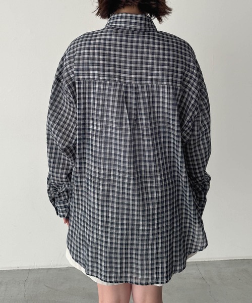CANAL JEAN（キャナルジーン）の「El mar　チェックシアーシャツ（シャツ/ブラウス・レディース・ネイビー・ONE SIZE）」の7枚目の写真