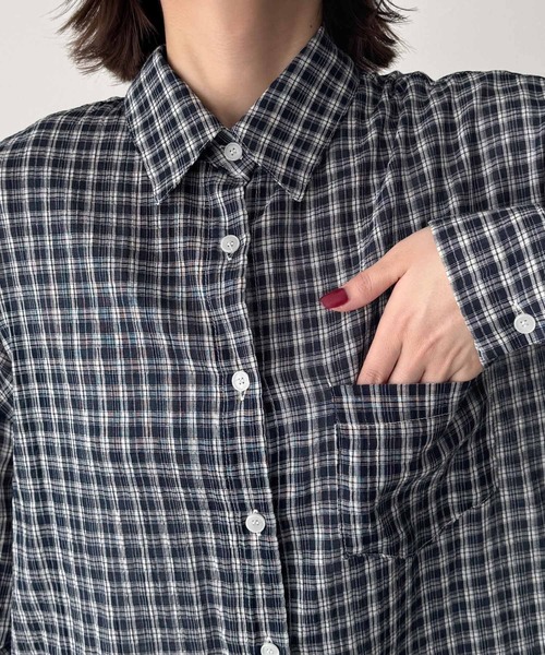 CANAL JEAN（キャナルジーン）の「El mar　チェックシアーシャツ（シャツ/ブラウス・レディース・ネイビー・ONE SIZE）」の8枚目の写真