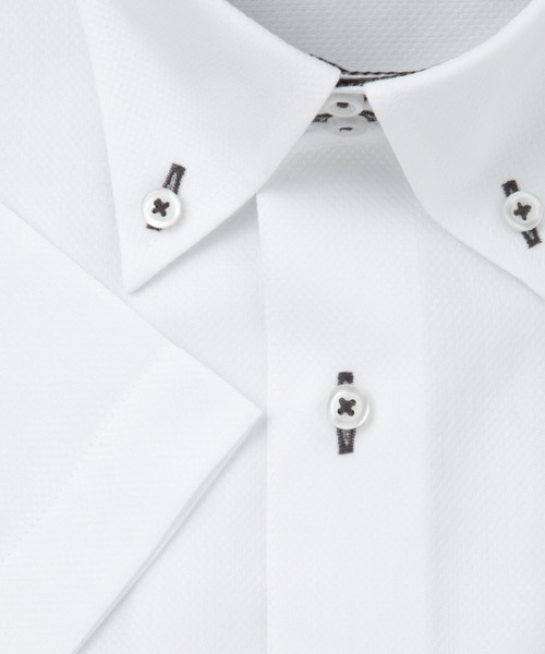 TOKYO SHIRTS（トウキョウシャツ）の「【吸水速乾】 形態安定ノンアイロン ドゥエボットーニ 半袖ビジネスワイシャツ（ビジネスシャツ・メンズ・ホワイト・首回り39cm/首回り41cm/首回り42cm/首回り37cm/首回り43cm）」の3枚目の写真