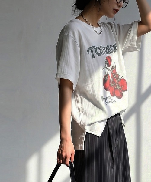 antiqua(アンティカ)の「ヴィンテージ風 プリント 綿100 Tシャツ(Tシャツ/カットソー・レディース・ホワイト系その他/ベージュ系その他2/ホワイト系その他3/ホワイト系その他2/グリーン/ベージュ系その他・ONESIZE)」の12枚目の写真