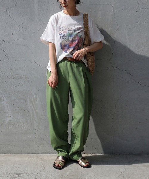 antiqua(アンティカ)の「ヴィンテージ風 プリント 綿100 Tシャツ(Tシャツ/カットソー・レディース・ホワイト系その他/ベージュ系その他2/ホワイト系その他3/ホワイト系その他2/グリーン/ベージュ系その他・ONESIZE)」の9枚目の写真