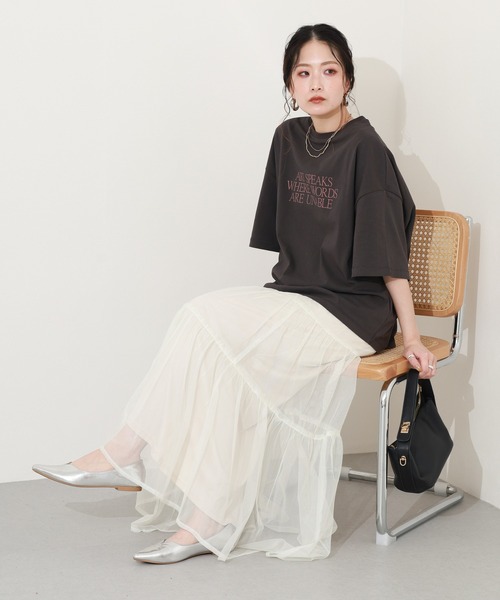 hunch(ハンチ)の「hunch アシメデザインカットソー 半袖(Tシャツ/カットソー・レディース・オフホワイト/レッド/チャコール・FREE)」の6枚目の写真