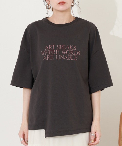 hunch(ハンチ)の「hunch アシメデザインカットソー 半袖(Tシャツ/カットソー・レディース・オフホワイト/レッド/チャコール・FREE)」の15枚目の写真